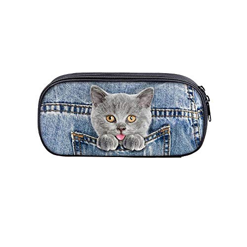 Tinmall Katze Federmäppchen Mädchen Teenager 21,5 * 10 * 5,5 cm Große Kapazität Bleistift Tasche Mäppchen, Schulmäppchen Kinder Mädchen Schlamppermäppchen Federtasche für die Schule Pencil Case Cover