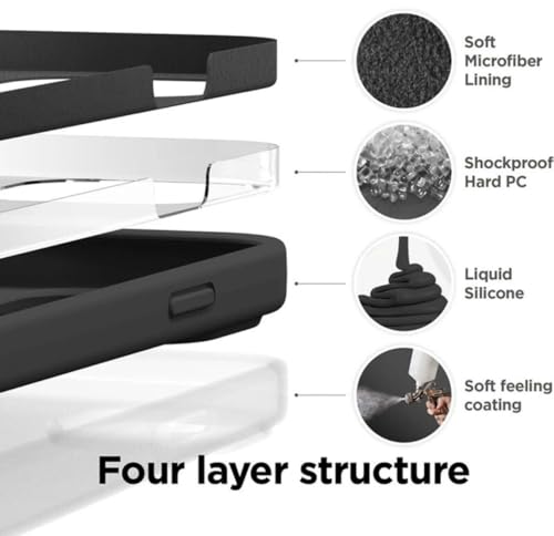 Image of Premium Liquid Silicone Case for iPhone 14 - Slim Full Body Protective Back Cover with Soft Microfiber Lining, Anti-Slip Grip Scratch Resistant Phone Case (Black)