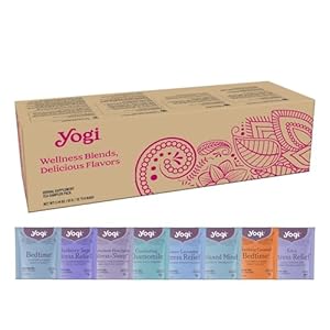 Yogi Tea Stress & Sleep Sampler Box – 8 Favorite Herbal Teas (32 Tea Bags) – Assorted Delicious Wellness Teas – Caffeine Free – Tea Gift Set & Variety Pack Sampler