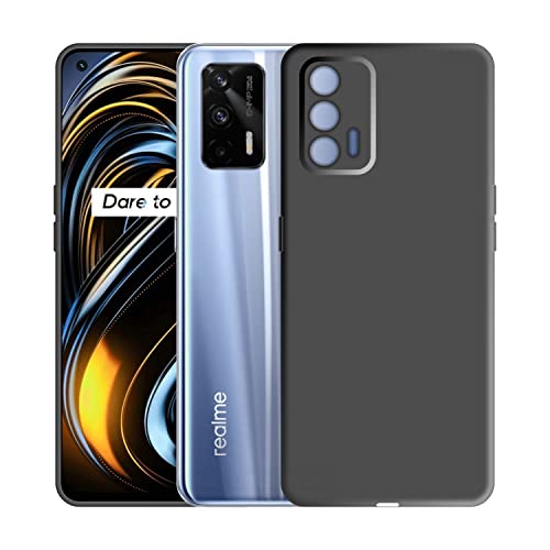 Image of Case Creation Liquid TPU Silicone Cover for Realme GT Soft Case,Anti-Dirty Slim Case Frosted Matte Cute Candy TPU Raised Bezel (Splash of Color) Back Case Cover for Realme GT -Black