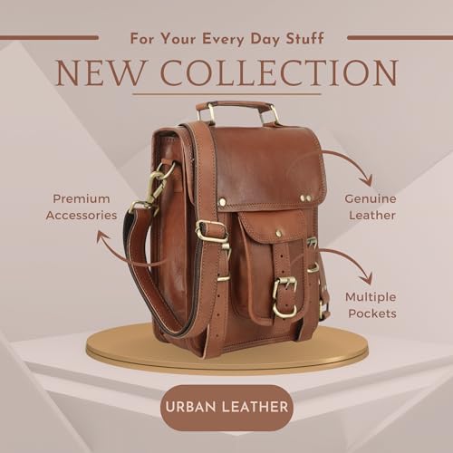 Urban Leather 12 Inch Small Messenger Bag Shoulder Bags Cross Body Brown Vintage Satchel Handbag For Men Women Tablet Purse thumb #2