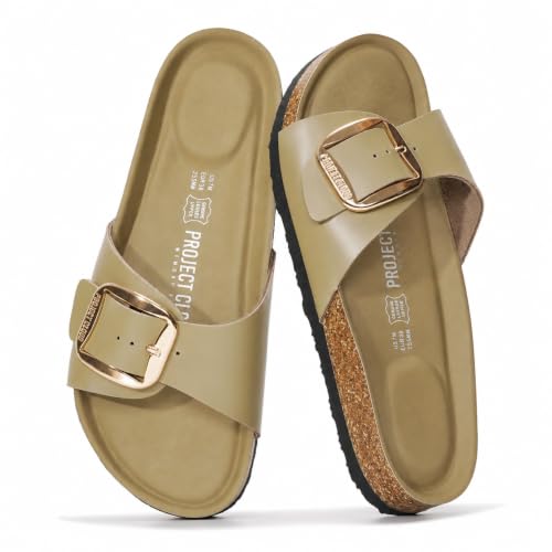 Image of Project Cloud 100% Genuine Leather Sandals Women Dressy Beach Essentials Slides for Women Footwear - Lightweight with Memory Foam Insole Sandals for Women 2026 - Womens Slides