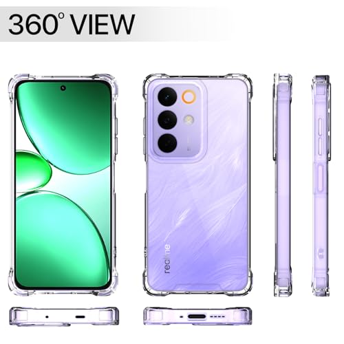 Image of Amazon Basics Back Cover for Realme Narzo 90X 5G / Realme C85 5G / Realme 15X 5G PC + TPU Clear Transparent Raised Edges Shockproof Protective Phone Bumper Case (Transparent)