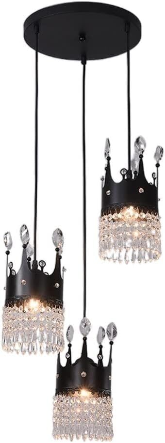 Suspension moderne cristal noir design haut de gamme lustre 3 lumières pour salon