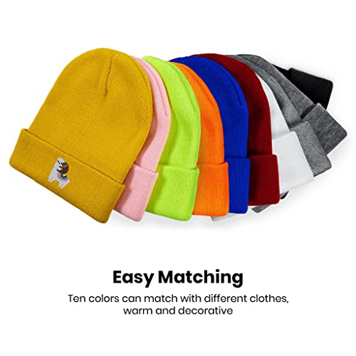 Image of Embroidery Goth Beanie Knit Hats for Men & Women, Embroidery Winter Hats Skull Cap