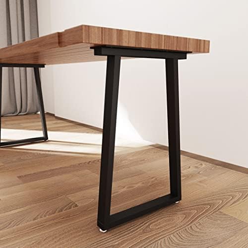 Metal Legs for Table Trapezoid Shape28 H Tall Metal Table Leg Heavy Duty Metal Desk Legs Industrial Table Legs Set of 2,Black,No Planks