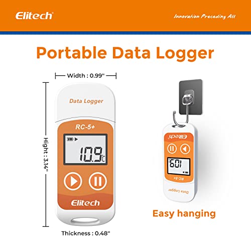 Elitech RC-5+ Digital USB Temperatur Datenlogger Wiederverwendbarer Rekorder PDF&CSV Kühlschrankthermometer 32000 Punkte Hohe Genauigkeit 10Pack
