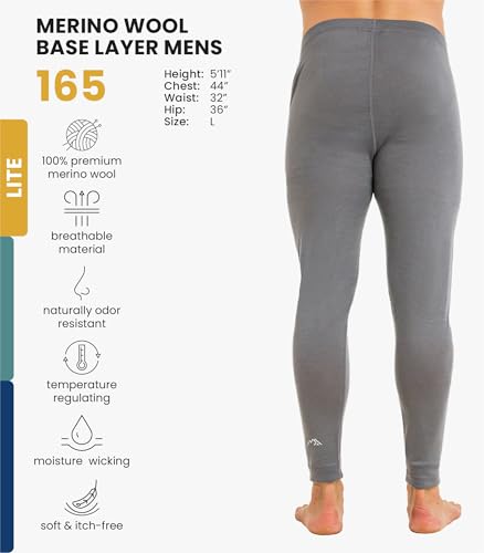 Image of Merino Wool Base Layer Mens Bottom Pants 100% Merino Wool Heavyweight, Midweight, Lite Thermal Underwear Long Johns and Socks