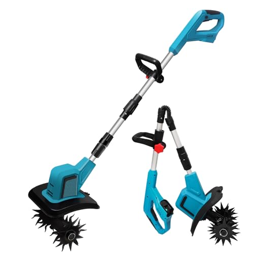 Motobineuse Électrique, 21V Motoculteur Électrique sans Fil, 360 RPM, 9In Tilling Width and 6.6In Depth, Moteur sans Balais, pour la pelouse, Le Jardinage et Le Travail du Sol