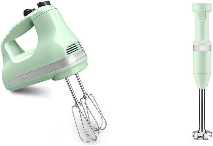 KitchenAid 5-Speed Ultra Power Hand Mixer - KHM512, Pistachio & Variable Speed Corded Hand Blender KHBV53, Pistachio