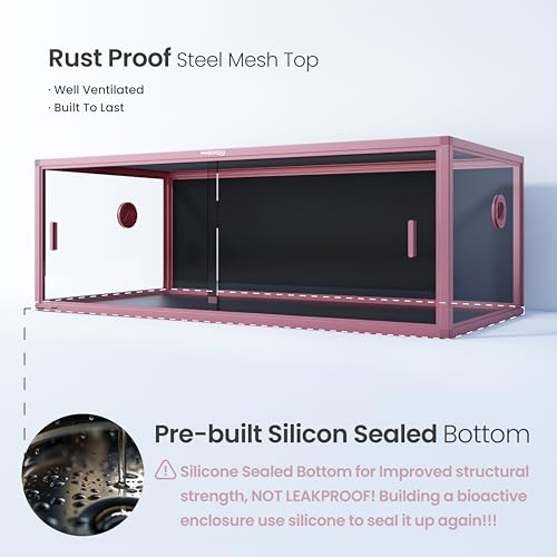 Image of Phailozoo Lightweight 85 Gallon Reptile Enclosure for Snake, Bearded Dragon | Optimal Ventilation & Light Penetration by Rust Proof Mesh Top, Easy Assembly within 6 Steps with Clear Instruction