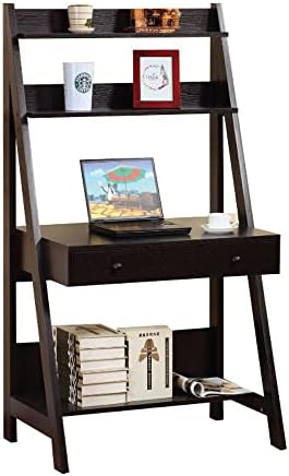 ADHW Ladder Desk Contemporary Style Ladder Home Office Desk with 3 Open Shelves