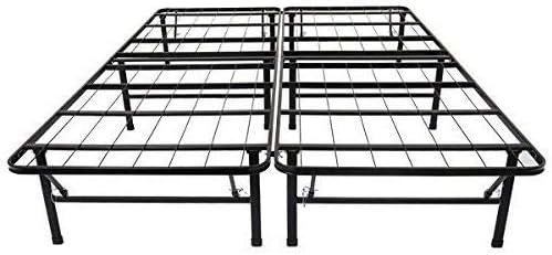 Fast Furnishings Marco de cama de plataforma de metal negro tamaño Queen