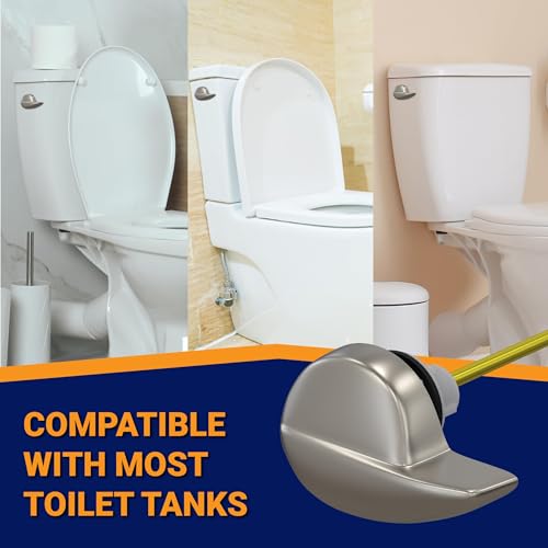 Image of Side Mount Toilet Handle Replacement, Compatible with American Standard, Kohler, TOTO, Gerber and Most Side Mount Toilet Tanks - Nickel Finish