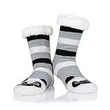 American Trends Fuzzy Socks for Women House Socks Indoor Winter Warm Furry Socks Athletic Socks for Christmas Black Raccoon One Size