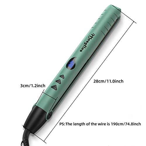 Foto von Mnsyflns Glätteisen, 2-In-1 Leichtgewicht Haarglätter, Stylingplatten mit Keramik Beschichtung & Verstellbarer Temperatur 0℃-200℃ zum Glattes Haar Erzeugen，Voluminöse Locken, Strandwellen,Grün