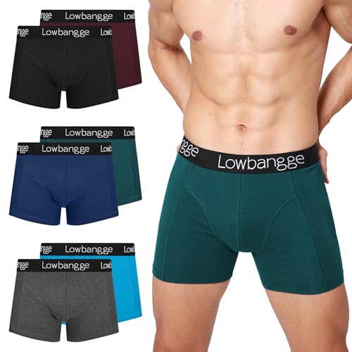 Lowbangge Boxershorts Herren (6er Pack) mit 3D Anti-Rutsch-Bund & 3cm längeren Beinansatz – 24h Premium Komfort gegen Druckstellen für Büro, Sport und Alltag