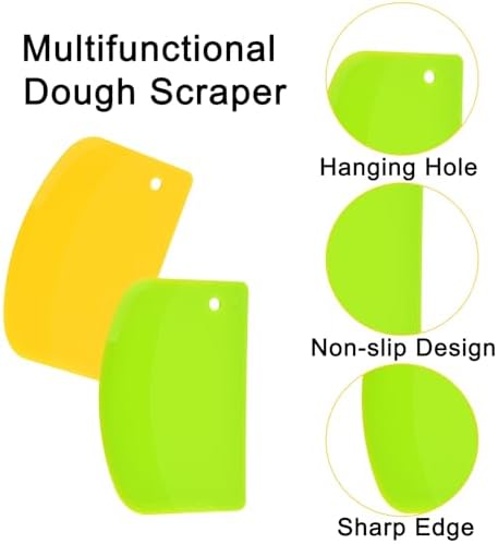 5 Pack Dough Scraper, 5.3 x 3.6 Inch Plastic Bench Scraper, Bowl Spatula, Kitchen Pastry Cutter Tool for Bread Dough, Pastry, Pizza, Baking Cake (Multicolor)