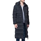 Tapasimme Men's Winter Warm Puffer Coat Men Packaged Puffer Jacket Long Coat with Hooded Compressible (Black, Medium)