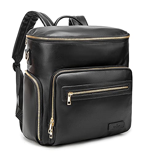 Image of Ezgnuk Leather Diaper Bag Backpack, Travel Back Pack,Large Capacity Maternity Baby Nappy Organizer with USB Charging Port…