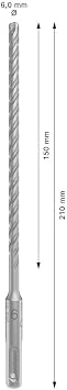 Bosch 1x PRO SDS plus-5X Crusher Drilling Bit (Equipped Concrete, Concrete, Ø 6.00 mm, Professional Accessory Crusher Drilling)