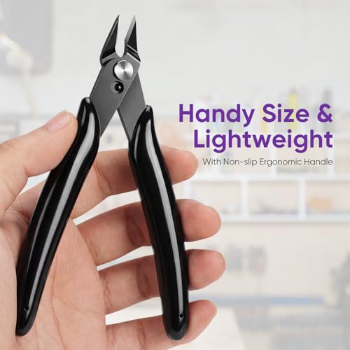 PamMittul 5 Inch Micro Wire Cutters, 2 Pack Precision Flush Cutters, Sharp Zip Tie Cutter, Small Flush Cut Pliers for Crafting, Floral, 3D Print, Jewelry Making, Plastic Models, Electronics