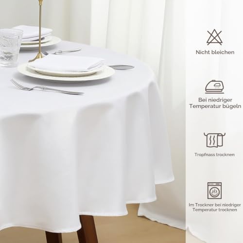 Romanstile Tischdecke Rund 200 cm Weihnachten Weiß Abwaschbar Tischtuch – Ansicht 6