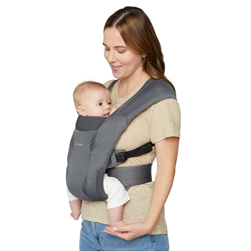 Image of Ergobaby Embrace Baby Carrier Newborn to Toddler - Lightweight Ergonomic Baby Carriers - Cozy Essentials (7-25 Pounds), Soft Air Mesh, Washed Black