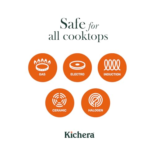Image of Kichera Premium Cast Iron Frying Pan Pre-Seasoned with Long Handle | Naturally Non-Stick 10 Inch Omelette Pan | Cast Iron Multipurpose Skillet for Eggs, Pancakes, Dosas, Roasting & Everyday Cooking