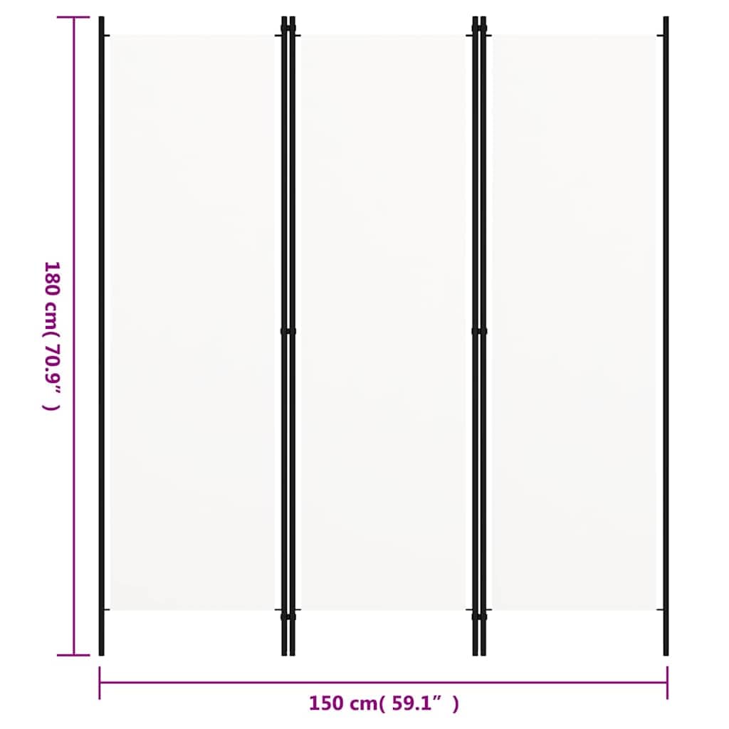 Separador de habitaciones de tela blanca con marco de hierro pulverizado, 150 x 180 cm, plegable, para salón, dormitorio, oficina y balcón