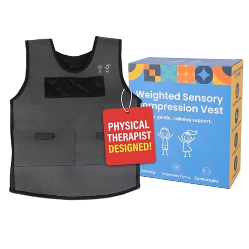 Weighted Compression Vest for Kids Adjustable Sensory Vest with Removable Weights Breathable Mesh Lining Comfortable Fit for Home and Classroom