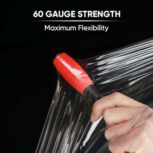 ticonn stretch wrap stretch film roll 1000ft industrial strength 15 inch wide clear plastic wrap with handles for pallet wrapping shipping moving