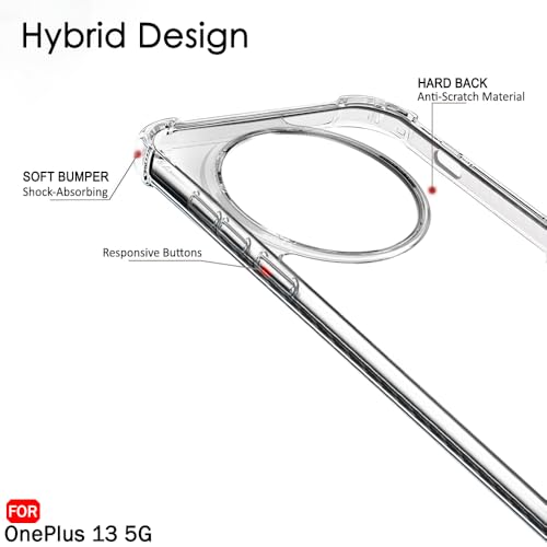 Image of TheGiftKart Crystal Clear Back Cover Case for OnePlus 13 5G | Shock Proof 360 Protection | Hard Clear Back Cover Case for OnePlus 13 5G (PC & TPU, Transparent Bumper)