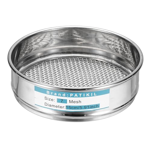 PATIKIL Lab Sieve 7 Mesh 3mm 5.9"/15cm Diameter Sifting Screen