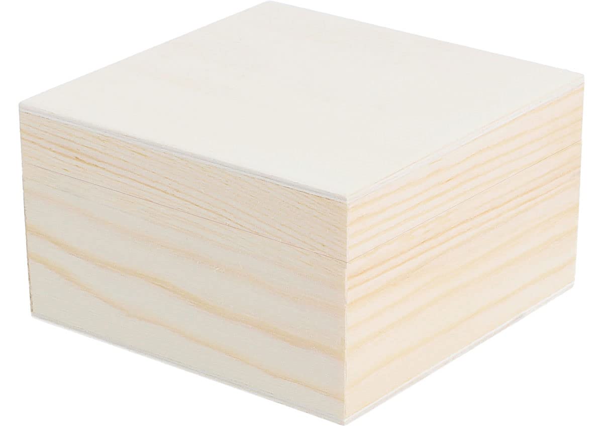 INNSPIRO Box Made of Solid Pine Wood and Square Sheet 8.5 x 8.5 x 5 cm. a