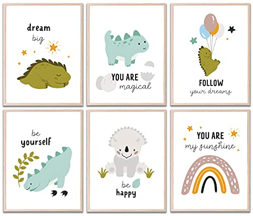 Dinosaur Nursery Decor | Dinosaur Room Decor For Boys | Dinosaur Decor | Nursery Wall Decor | Dinosaur Wall Art | Dinosaur Posters For Boys Room (Set of 4, 8"x10", UNFRAMED)