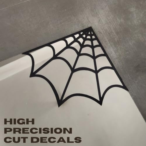 Image of Sticker for Glass & Mirrors | Minimal Vinyl Decal for Bedroom Bathroom & Cafe | Self-Adhesive Quote Aesthetic Mirror Sticker | No Mirror Included (Spider Web, Medium, Transparent Red)