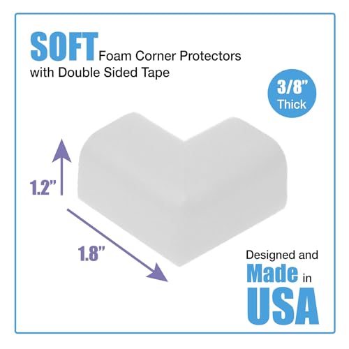 Image of KidKusion Child Safety Corner Cushion | Off White | 12 Pack | Made in USA, Child Safety, Child Proofing Corner Guard, Bed Frame Protector, Baby Proof Table Protector