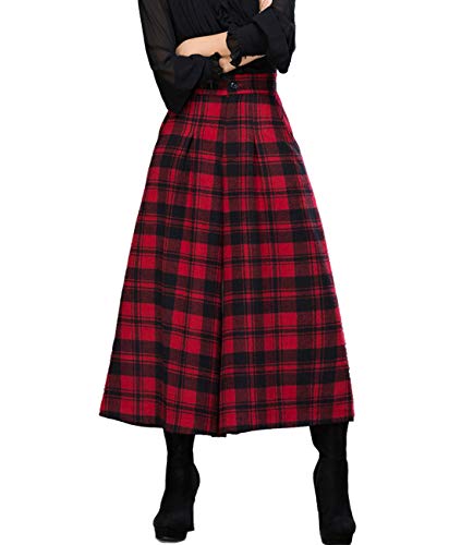 Women's Loose Wide Leg Culotte Wool Blend Cropped Pants Trousers