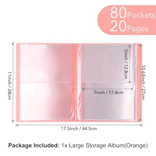 Álbum de almacenamiento para pegamentos y fotos Briartw grande con 80 bolsillos, material PP, bolsillos internos transparentes para postales, sellos, troqueles de corte, pegamentos y organización de papel (naranja) miniatura 2