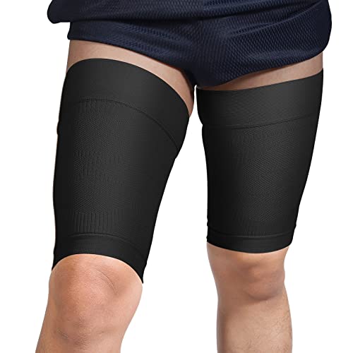Thigh Compression Sleeves (Pair), Unisex, Hamstring Compression Sleeve For Quad & Groin Pain Relief & Recovery, Thigh Brace & Wrap Great For Running Sports & Injury, Upper Leg Sleeves Black L #TOP10