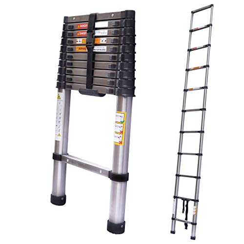 10.5Ft Extension Telescoping Ladder Stainless Steel Folding Ladder, 330Lbs Load Capacity, En131 Standard, Portable Compact Step Ladder For Home Diy Projects Indoor Outdoor Rv #TOP4