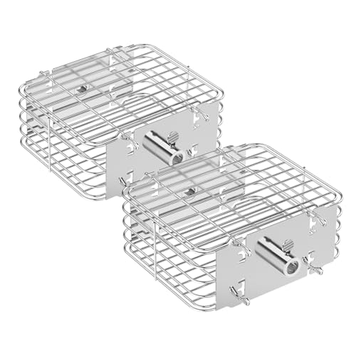 onlyfire Stainless Steel Rotisserie Basket Set BBQ Grilling Basket for Most Charcoal and Gas Grills Set of 2 Great for Cooking Veggies Chicken Wings Patatoes
