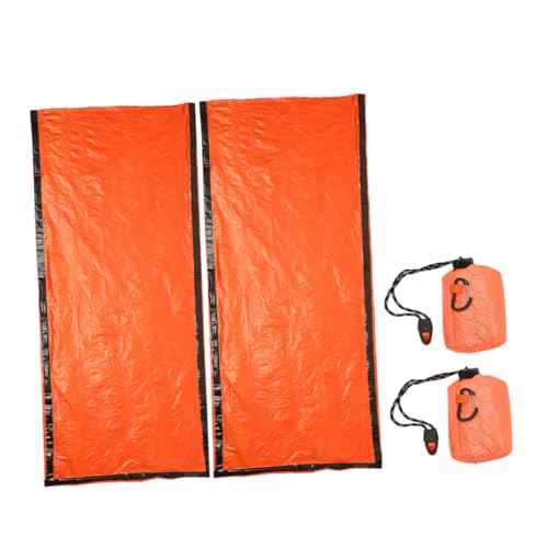 GALPADA 2pcs Portable Pe Aluminum Film Sleeping Bag Liner Waterproof Camping Sleep Sack Drawstring for Adults