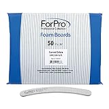 ForPro Zebra Curved Foam Board, 100/180 Grit, Manicure and Pedicure Nail File, 7” L x .75” W, 50-Count