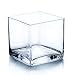 Vasefill 4" Square Glass Vase, 4" Clear Cube Centerpiece , 4"L x 4" W x 4" H Candleholder