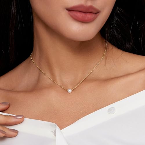 Image of Zeffy Pearl Necklace 4MM /6MM /8MM Dainty Round Imitation Pearl Choker Necklace Wedding Pearl Necklace Delicate Jewelry for Women Simple Bridesmaid Jewelry Gifts