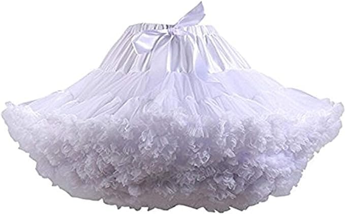 SecretCastle Womens 3-Layered Pleated Tulle Petticoat Tutu Puffy Party Cosplay Skirt Womens puffy tutu skirt White tulle skirt - Image 5