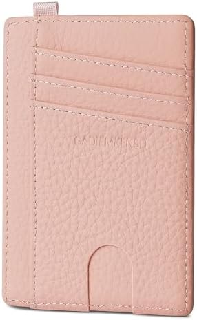 GADIEMKENSD Credit Card Holder RFID Blocking Genuine Leather Slim Card Wallet Compact Size Card Cases for Women Men Keychain Wallet with D Shackle Llaveros De Hombre Exemption Card Set Apple Green