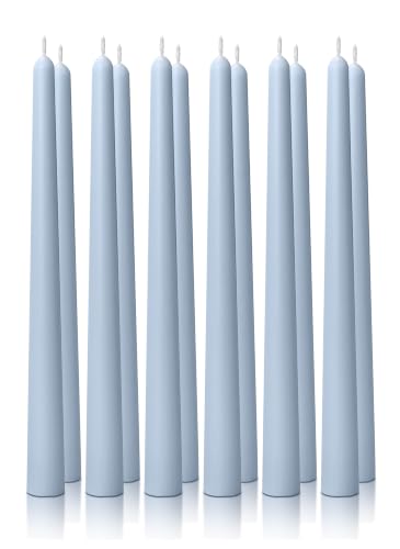 Homeology 12PK 10 Classic Taper Candles Dusty Blue 7-8 Hours Long Burning Unscented Tall Candlesticks